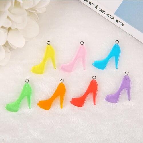 20pcs/lot Resin Cabochons Flatback Women Fashion Charms High-heeled shoes Pendants Earrings Keychain Diy Making