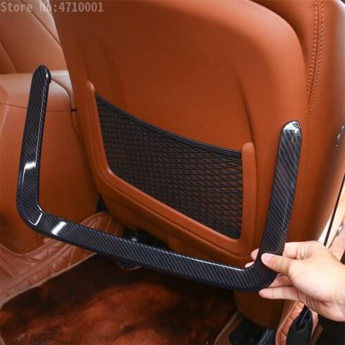 Carbon Fiber Style ABS Car Seat Back Storage Net Bag Frame Trim For Maserati Ghibli 2014-2017 For Levante 2016 Car Accessories