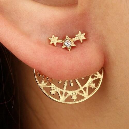 Korean Stud Earrings Fashion Jewelry Star Sky Ferris Wheel Star Earrings Womens Earrings Wholesale -Gold New 1pair 2*2*1cm