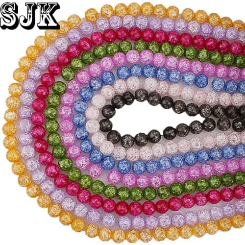 19 Styles Natural Stone Cracked Crystal Round Beads 4 6 8 10 12mm Diy Handmade Bracelet Beads For Jewelry Making Accessories