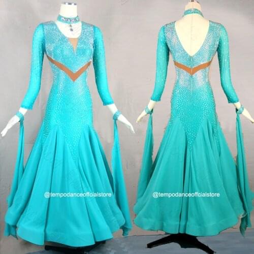 Fashion White Bule Ballroom Dance Competition Dress Of Dance Costume For Lady Ice Skating Outfit