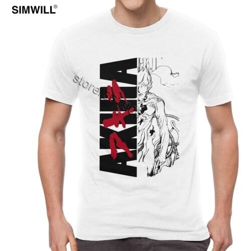 Men Akira T Shirt Shotaro Kaneda Tees Streetwear Neo Tokyo T-shirt Short Sleeves Pure Cotton Printing Anime Tshirt