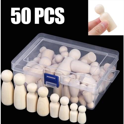 50pcs Unfinished Wooden Peg Small Doll Family People Wedding DIY Painted Craft Toys Male & Female Doll Bodies Decoration Toys