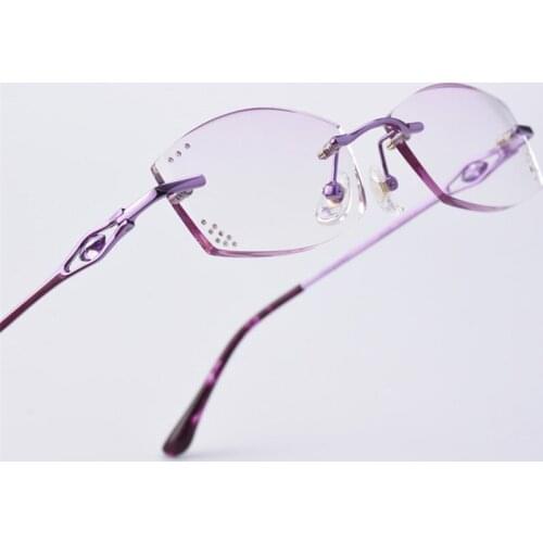 Prescription Glasses Women Fashion Charm Diamond Rimless Eyeglasses Customized Myopia Hyperopia Glasses 061 Optical Glasses