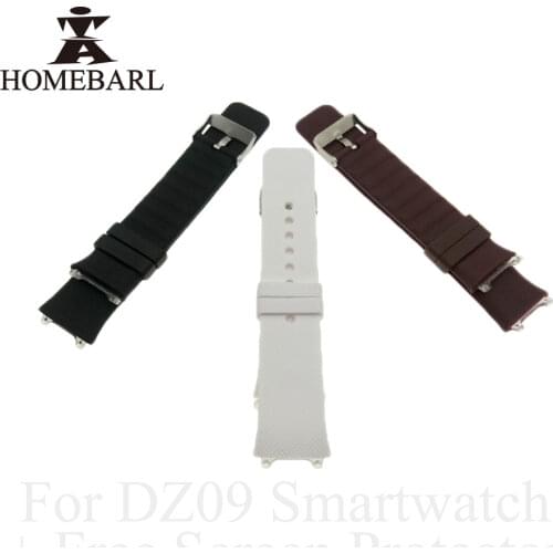 HOMEBARL Original DZ09 Smart Watch Strap DZ 09 Silicone Replacement Wrist Watch Band Strap Watchband Wristband +Free Screen Film