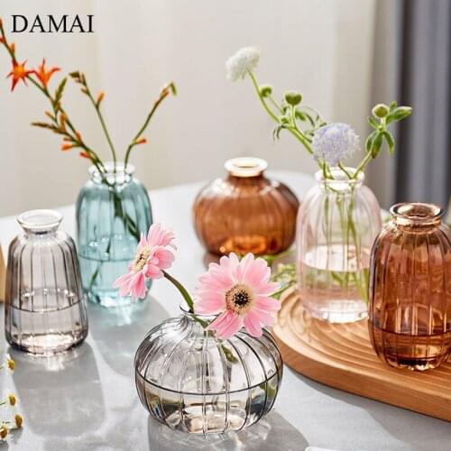 Pastoral Vase Glass Flowers Vases Simple Home Decor Plant Pots Decorative Desk Table Ornament Living Room Decoration Accessories