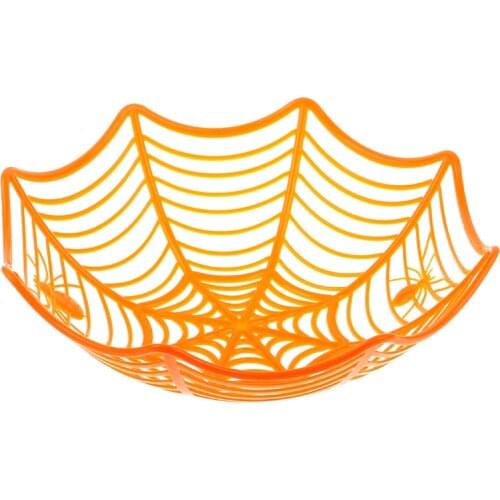 Plastic Halloween Spider Web Candy Color Basket Black Orange Bowl Candy Box Halloween Decoration