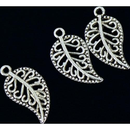 100 pcs Tibetan Silver Color Filigree Hollow Leaf Charms Pendants Jewelry DIY necklaces bracelets Making