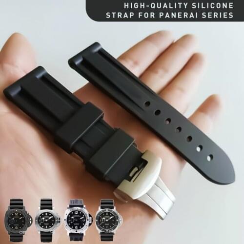 Silicone Watchbands Fit For Panerai PAM 111 441 Watch Accessories Rubber Waterproof Watch Bracelet 22 24 Watch Band Watch Strap