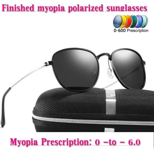 Retro Vintage Round men women polarized sun glasses polarized sunglasses Custom Made Myopia Minus Prescription Lens -1 to -6.0NX