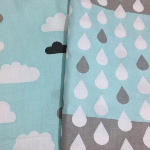 100% cotton twill nordic wind fresh blue clouds raindrop cloth DIY for kids bedding tent pillow patchwork decor quilting fabrics