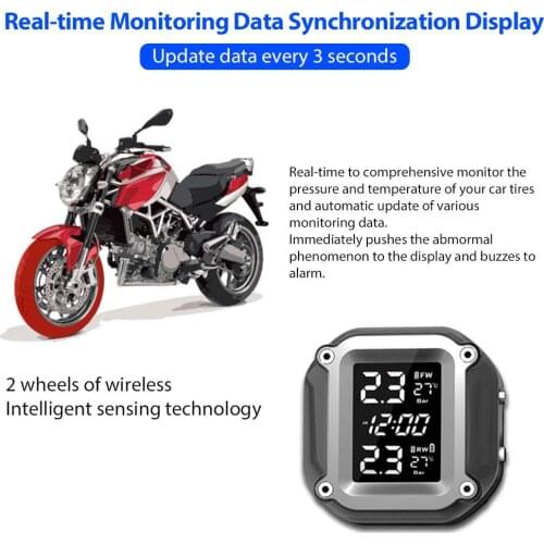 Motorcycle LCD Tire Pressure Monitoring System Display High Precision Waterproof Real Time Tire Pressure Monitoring System TPMS