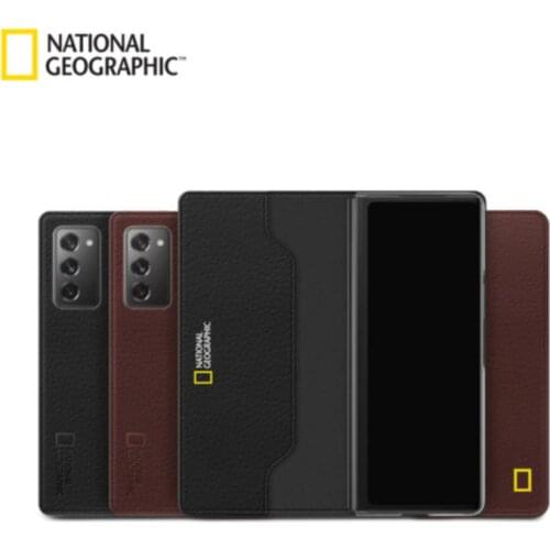 For Samsung Galaxy Z Fold 2 Fold2 5G W21 Card Pocket Foldable Protective Cover National Geographic Eco Leather Folio Case