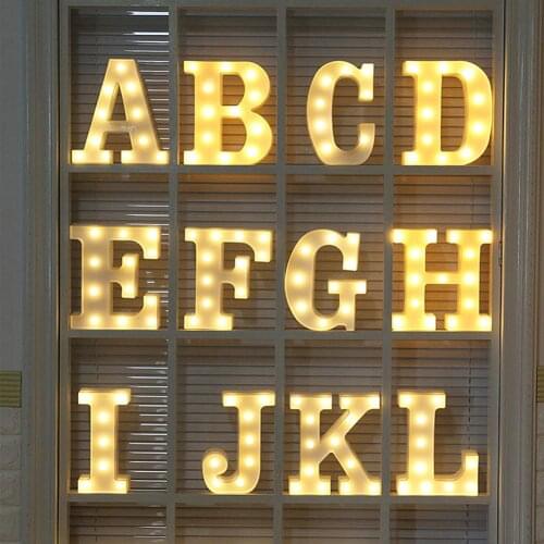 LED Letter Lights Light Up Letters Sign for Night Light Wedding/Birthday Party Battery Powered Christmas Light Home Bar Decor