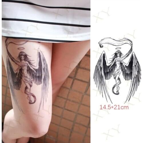 Waterproof Temporary Tattoo Sticker Depraved Angel Wing Flash Tattos Feather Rose Butterfly Body Art Arm Fake Tatoo Women Men