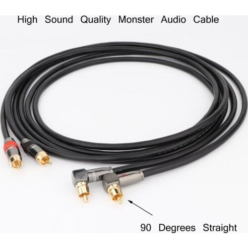 High Sound Quality Monster HIFI Fever Audio Cable Gold Plated RCA Plug Signal Line 90 Degrees Straight