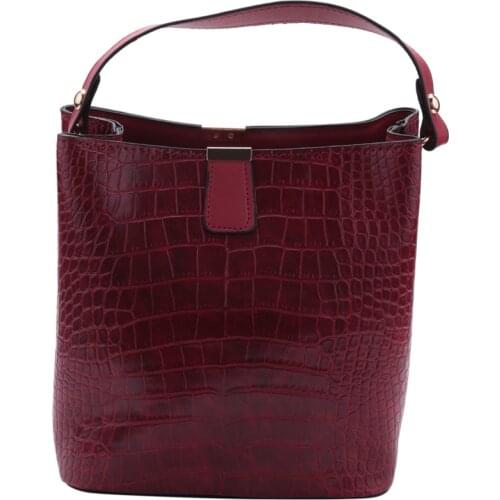 Retro Alligator Bucket Bags Women Crocodile Pattern Handbag Capacity Casual Crocodile Shoulder Messenger Bags Ladies Pu Purse