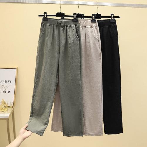 Imitate lce Silk Casual Pants Female Spring Summer Thin Section 2021 New Korean Loose Harlan Straight-leg Pants Womens Trousers