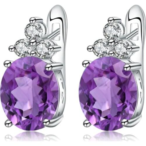 GEMS BALLET 925 Sterling Silver Romantic Stud Earrings for Women Gift 5.21Ct Natural Amethyst Birthstone Earrings Fine Jewelry