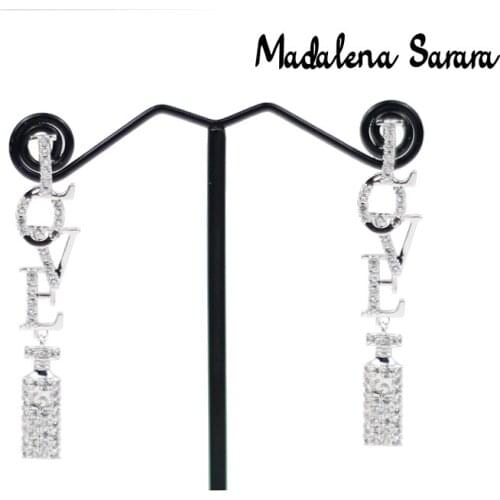 MADALENA SARARA Fashion Women Dangle earrings Two colors Options Elegance Cubic Zirconia Pave Setting LOVE Letter Styles