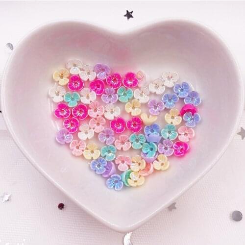 100Pcs 6mm Mini Colorful 3D Flower Nail Art Rhinestone 1 Hole Appliques Scrapbook DIY Figurines Accessories Crafts L09