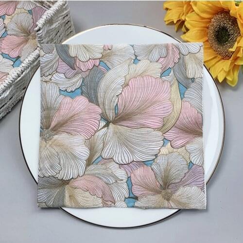 20Pcs/Pack Elegant Flowers Decoupage Paper Napkins Vintage Flower Paper Tissues for Wedding Xmas Party Decor Wholesale New