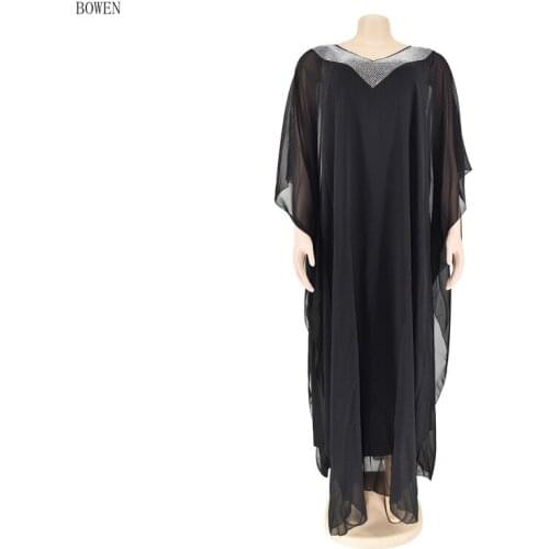 2021 Two Pieces African Dresses for Women New Africa Chiffon Summer Dress Inner Wear Outfit Solid Plus Size Long Dress