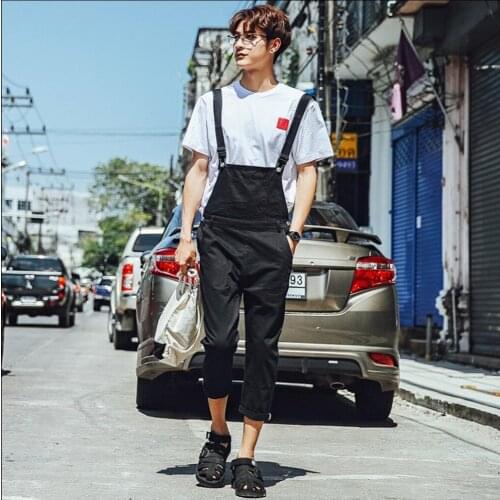 2020 Spring And Summer Tide Personality Mens Casual Bib Pants Overalls Pantyhose Feet Slim Trousers Rompers Singer Costumes