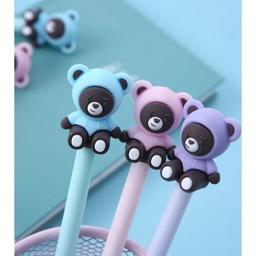 36 pcs/lot Cute Bear Gel Pen Cartoon 0.5mm Signature Pens Promotional Gift Stationery School Supplies