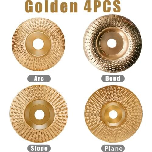 4Pcs/Set Wood Grinding Polishing Wheel Rotary Disc Sanding Wood Carving Tool Abrasive Disc Tools for Angle Grinder 4inch Bore