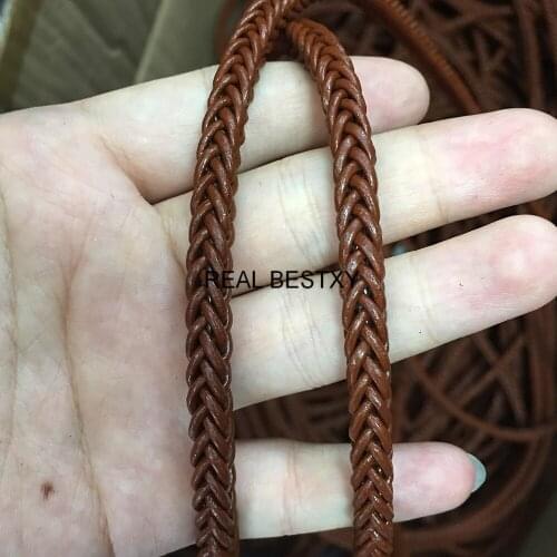 5m/Lot Approx:6mm Real Leather Cords Braided Leather Bolo Cord Round Leather Strap Brown For Bracelets Making DIY Material