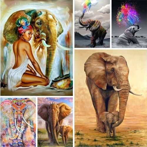5d Diamond Painting Full Drill Animal Arrival Diamond Embroidery Lovable Elephant Pattern Decorations For Home Art Gift