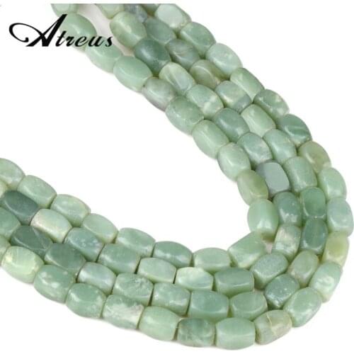 Atreus 10x14mm Green Natural Stone Beads Irregular Faceted Square Loose Beads For Charms Jewelry Making DIY Accessories