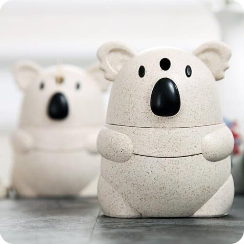 Fiber wheat cartoon koala automatic toothpick box creative press type household living room toothpick holder toothpick holder