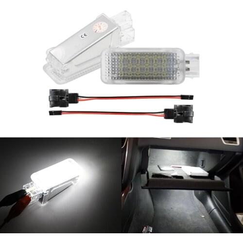 2x Led Courtesy Glove Box Under Door Foot Light Trunk Luggage Lamp For VW Touareg Tiguan Eos Passat B5 B6 CC Golf GTI MK5 MK6