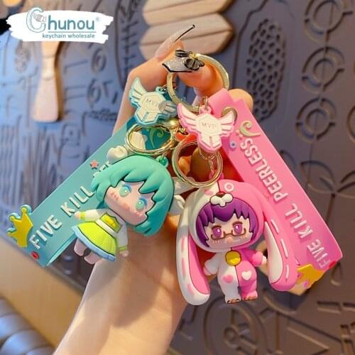 Hero Character Keychain Cartoon Girl Anime Key chain Cute Bag Keychain Accessories Friends Boys and Girls Gift Keychain