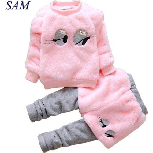 Childrens winter clothes cotton velvet thicken Girls Clothes Sets Cotton Tracksuit For Kids Outfit Suits Children Clothing