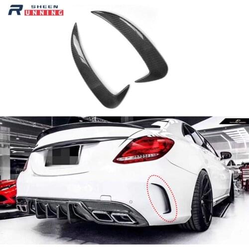 For Benz C-Class W205 Rear spoiler decoration Carbon Fiber Rear Bumper Side Vent Splitters C63 C43 AMG 4 Door 2014-2017