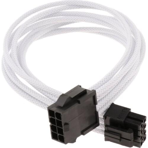 For PC 8-pin(4+4pin) CPU Sleeved Extension Cable White (30cm)