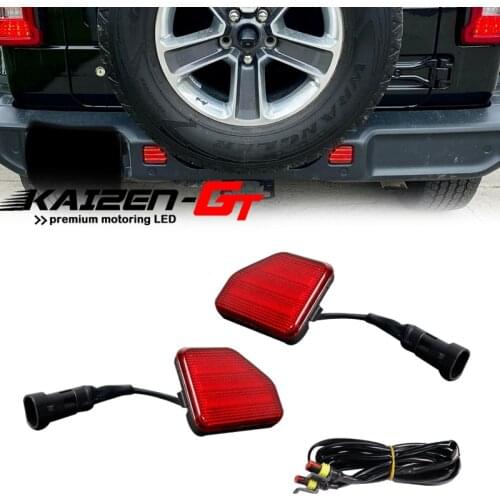 Smoked /Red Lens Car LED Bumper Reflector Lights Function as Tail/ Running Light or Rear Fog Light For 2018-up Jeep Wrangler JL