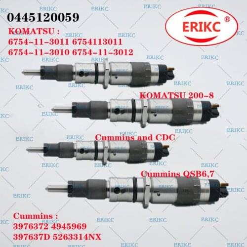 ERIKC 0445120059 /KOMATSU : 6754-11-3011 Auto Parts Fuel Injector 0 445 120 059 OEM Cummins : 3976372 FOR KOMATSU 200-8 Cummins