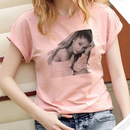 Ariana Grande Print Vogue Pink T Shirt Women Ropa Short Sleeve Harajuku Streetwear TShirt Clothes Hot Sale Casual Tops T-Shirt