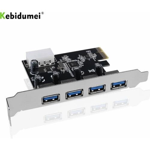 Kebidumei 4-port USB 3.0 PCI express PCIe USB 3.0 hub adapter 4-port USB 3 0 PCI e PCIe express 1x PCI-e Expansion Card