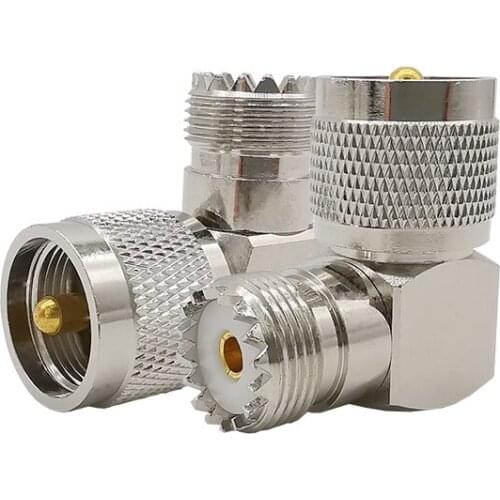 UHF Connector Right Angle UHF Male Plug PL259 to UHF Female Jack SO239 90 Degree L Shape Low Loss Connector RF Antenna Adapter