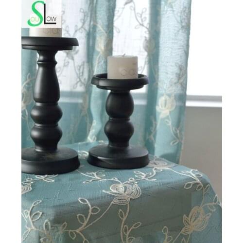 Linen Cotton Embroidered Lattice Flower Curtains For Living Room Sheer Volie Tulle Curtain Cortinas Para Sala De Luxo Rideau
