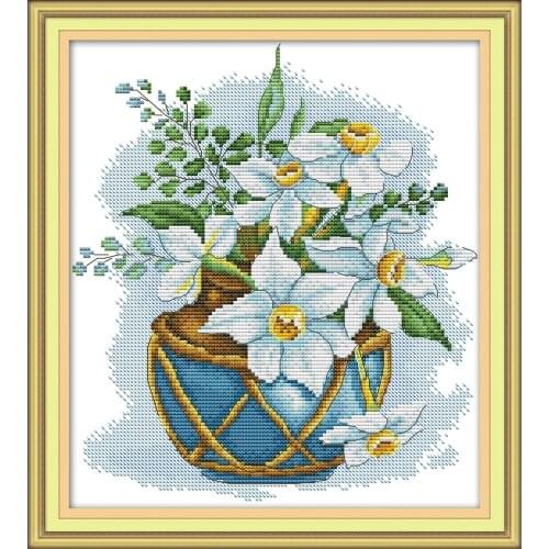 Blooming cross stitch kit aida 14ct 11ct count print canvas stitches embroidery DIY handmade needlework