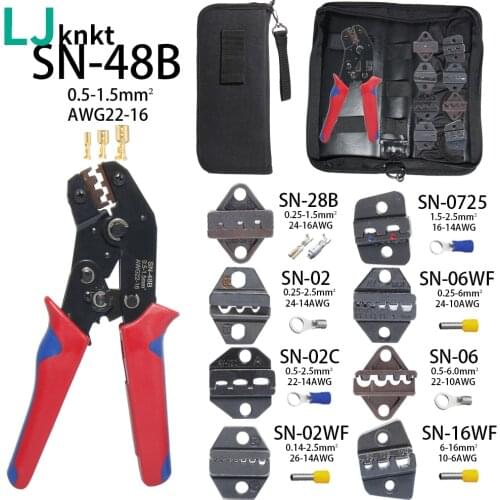 SN-48BTerminals Pliers Interchangeable Dies Wire Crimper Crimping Set 2.8 4.8 6.3 Insulation Electrical Clamp 10 jaws Tools kit