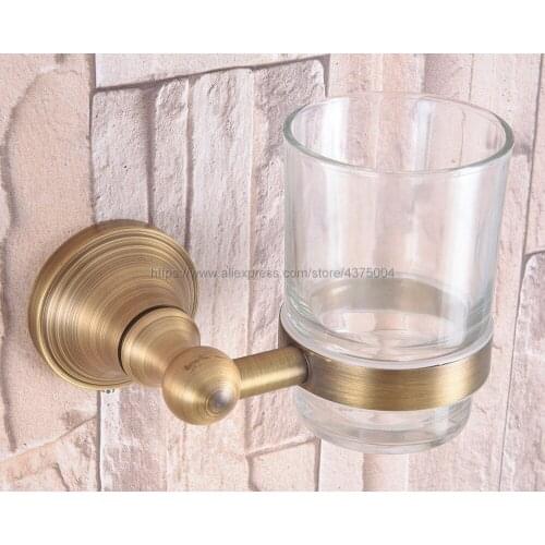 Wall Mounted Cup & Holders Antique Brass Cups Toothbrush Holder Bath Hardware Sets Single Cup Holder Nba165