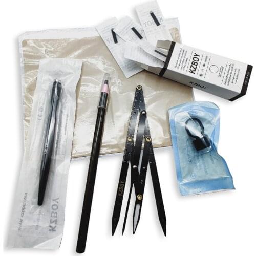 No Ink Required Microblading Practice Skin with Microblades, Ratio and Eyebrow Shaping Pencil Microblading Kit for Beginner