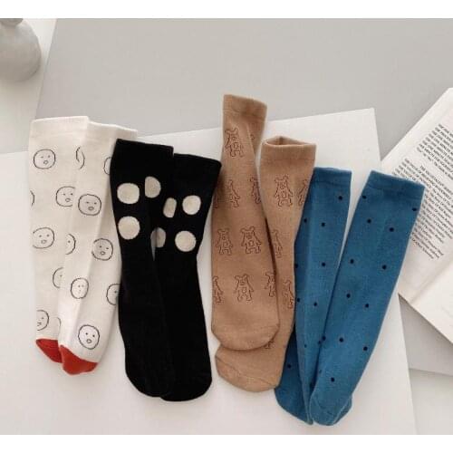4 Pairs/set Baby Socks Newborn Baby Boy Socks Cute Smiley Print Soft Cotton Kids Socks Cartoon Bear Childrens Socks For Girls